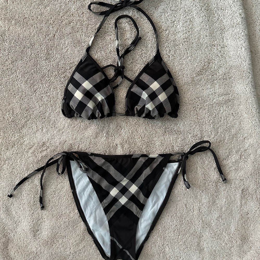 Burberry Black/Tan Check Bikini, Size M
